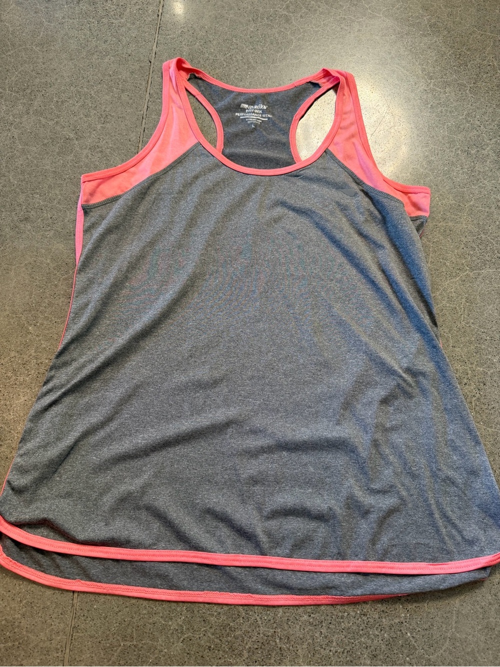 Marika Gray Tank Top with Pink Trim - Racerback